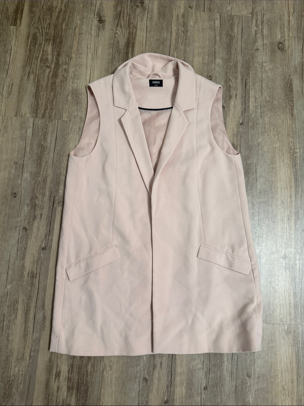 Oasis Pale Pink Sleeveless Longline Blazer Vest